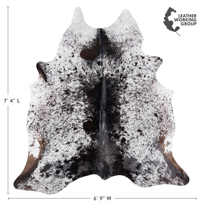 Brazilian Black Salt and Pepper Cowhide Rug Size 7'4" L x 6'9" W 5300