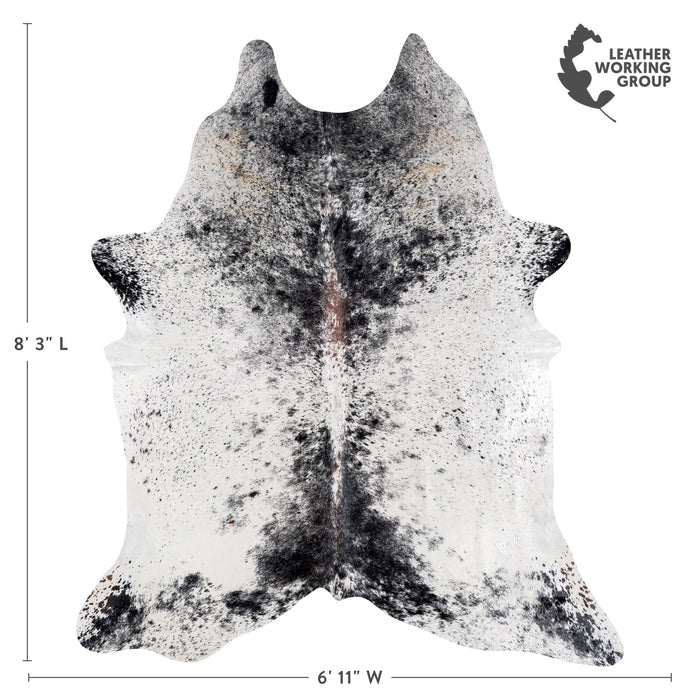 Brazilian Black Salt and Pepper Cowhide Rug Size 8'3" L x 6'11" W 5305