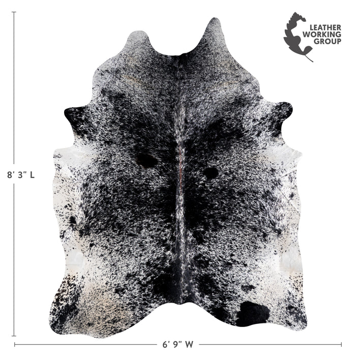 Brazilian Black Salt and Pepper Cowhide Rug Size 8'3" L x 6'9" W 5307