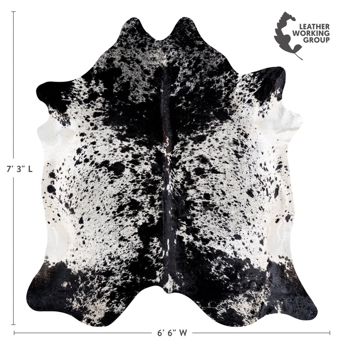 Brazilian Black Salt and Pepper Cowhide Rug Size 7'3" L x 6'6" W 5308