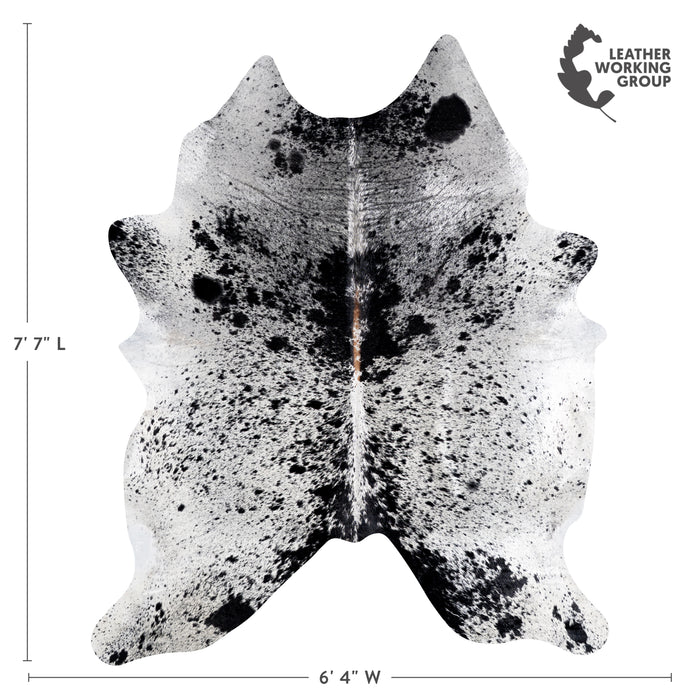 Brazilian Black Salt and Pepper Cowhide Rug Size 7'7" L x 6'4" W 5315