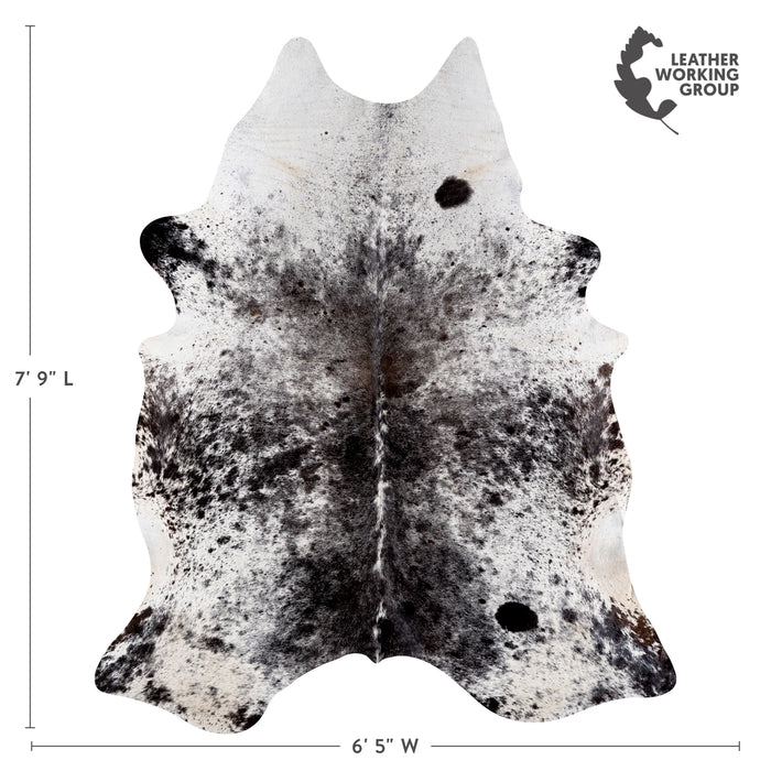 Brazilian Black Salt and Pepper Cowhide Rug Size 7'9" L x 6'5" W 5316