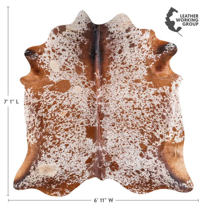 Brazilian Brown Salt and Pepper Cowhide Rug Size 7'1" L x 6'11" W 5328