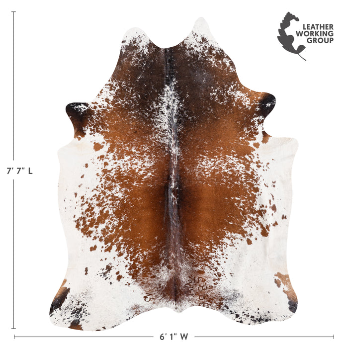 Brazilian Brown Salt and Pepper Cowhide Rug Size 7'7" L x 6'1" W 5335