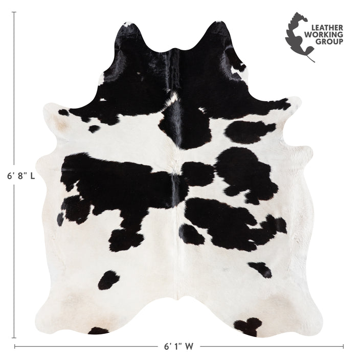 Brazilian Black and White Cowhide Rug Size 6'8" L x 6'1" W 5373