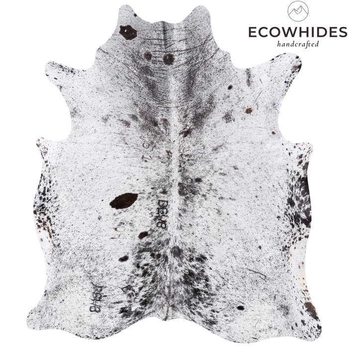 Vintage Black Salt and Pepper Cowhide Rug Size 7'1" L x 6'3" W 5506