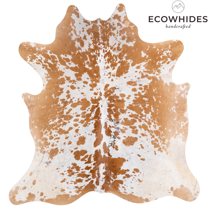 Vintage Brown Salt and Pepper Cowhide Rug Size 7'2" L x 6'9" W 5595