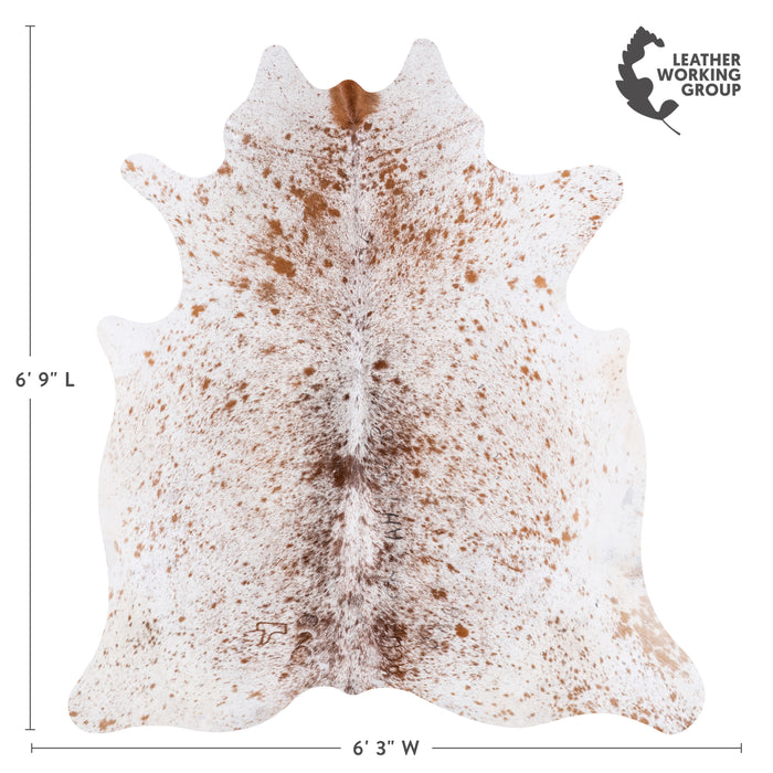 Vintage Brown Salt and Pepper Cowhide Rug Size 6'9" L x 6'3" W 5599