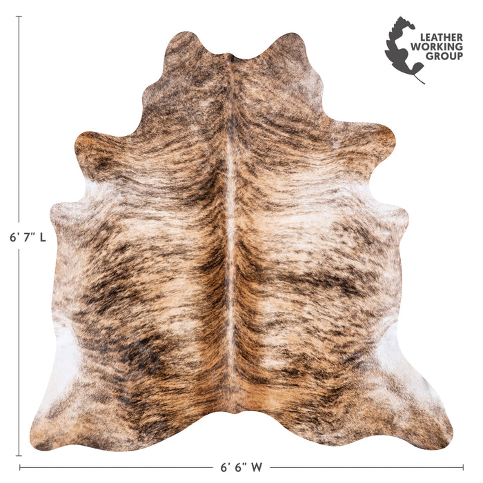 Brazilian Brindle Cowhide Rug Size 6'7" L x 6'6" W 5612