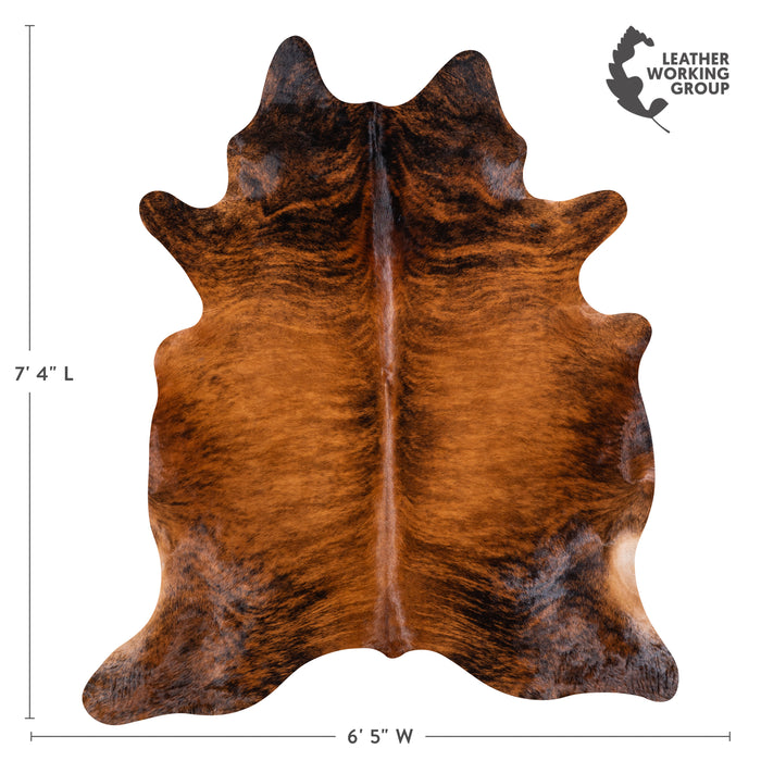 Brazilian Brindle Cowhide Rug Size 7'4" L x 6'5" W 5630