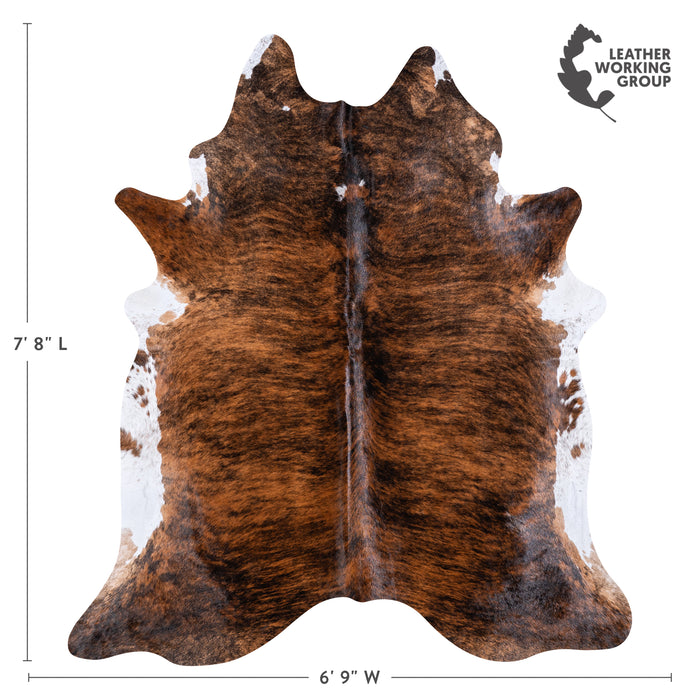 Brazilian Brindle White Belly Cowhide Rug Size 7'8" L x 6'9" W 5669