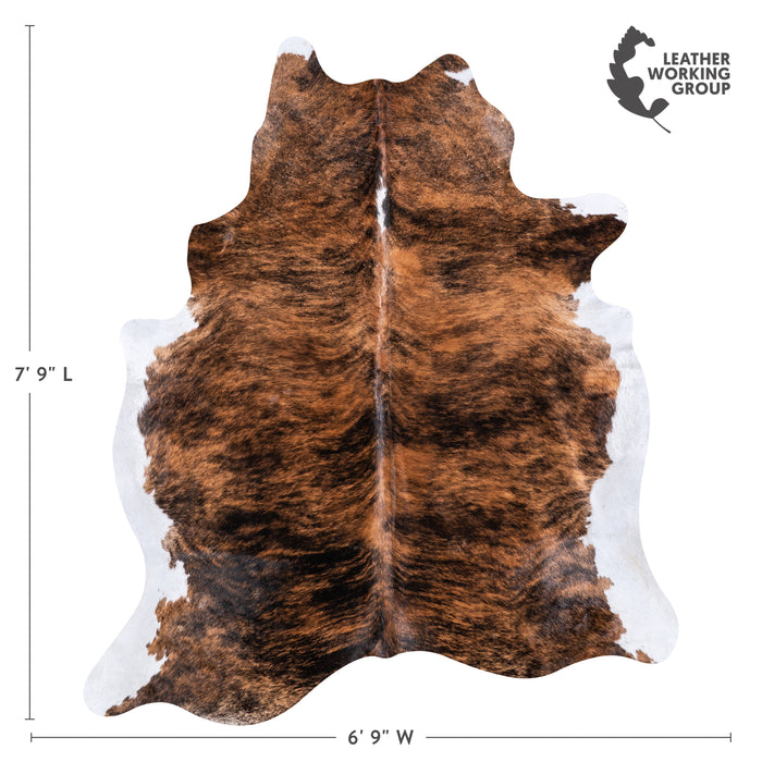 Brazilian Brindle White Belly Cowhide Rug Size 7'9" L x 6'9" W 5674