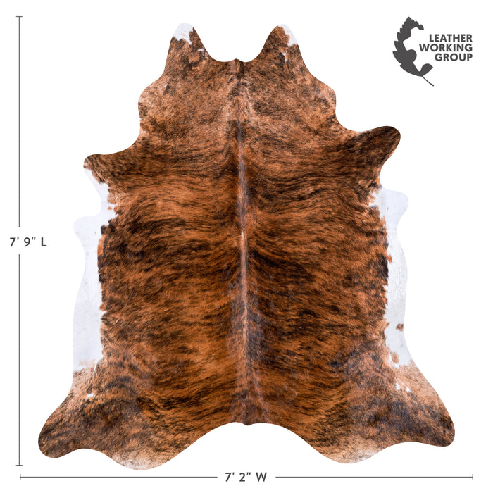 Brazilian Brindle White Belly Cowhide Rug Size 7'9" L x 7'2" W 5680