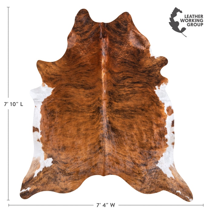Brazilian Brindle White Belly Cowhide Rug Size 7'10" L x 7'4" W 5681