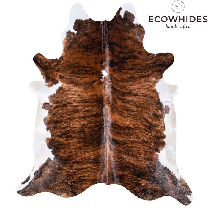 Brazilian Brindle White Belly Cowhide Rug Size 7'9" L x 6'8" W 5683