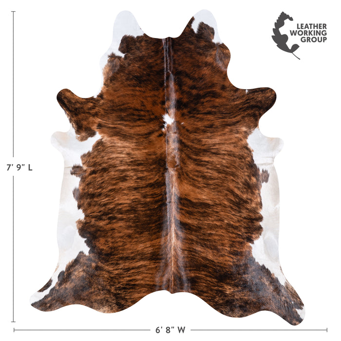 Brazilian Brindle White Belly Cowhide Rug Size 7'9" L x 6'8" W 5683