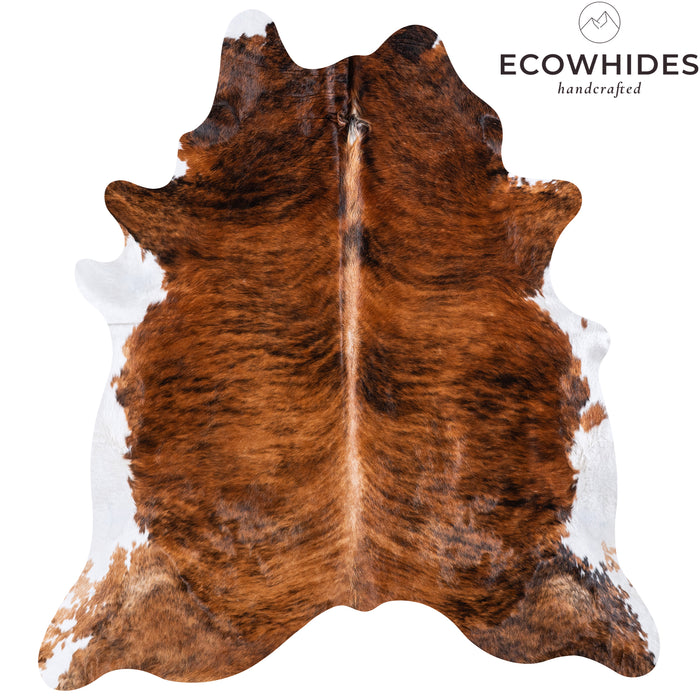 Brazilian Brindle White Belly Cowhide Rug Size 7'10" L x 7'11" W 5687