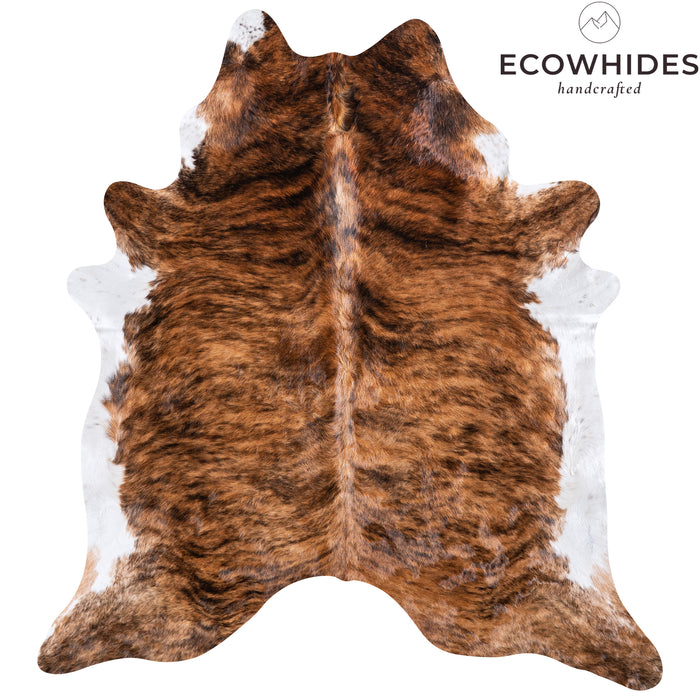 Brazilian Brindle White Belly Cowhide Rug Size 7'5" L x 7'0" W 5690