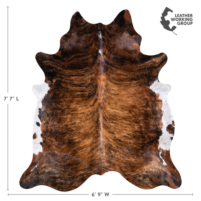 Brazilian Brindle White Belly Cowhide Rug Size 7'7" L x 6'9" W 5692