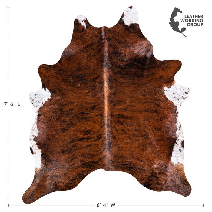 Brazilian Brindle White Belly Cowhide Rug Size 7'6" L x 6'4" W 5696