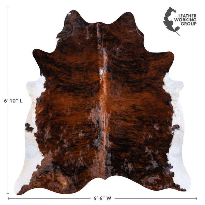 Brazilian Brindle White Belly Cowhide Rug Size 6'10" L x 6'6" W 5697