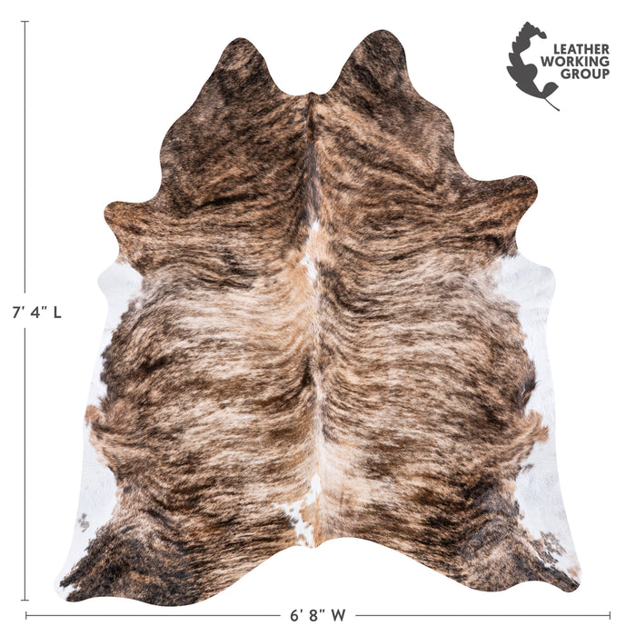 Brazilian Brindle White Belly Cowhide Rug Size 7'4" L x 6'8" W 5698
