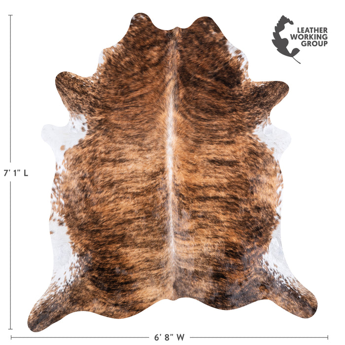 Brazilian Brindle White Belly Cowhide Rug Size 7'1" L x 6'8" W 5701