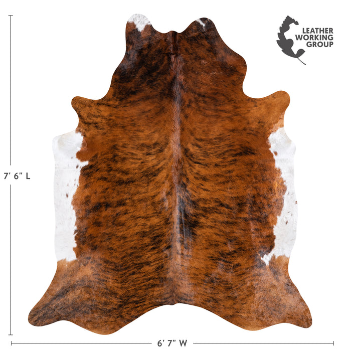 Brazilian Brindle White Belly Cowhide Rug Size 7'6" L x 6'7" W 5703