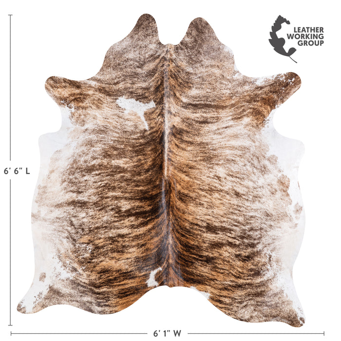 Brazilian Brindle White Belly Cowhide Rug Size 6'6" L x 6'1" W 5713