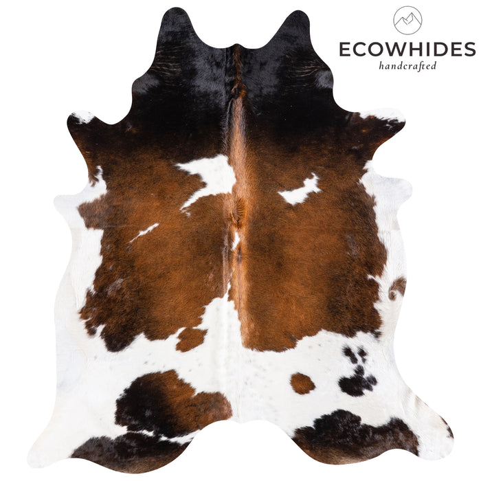 Brazilian Chocolate and White Cowhide Rug Size 8'1" L x 7'6" W 5735