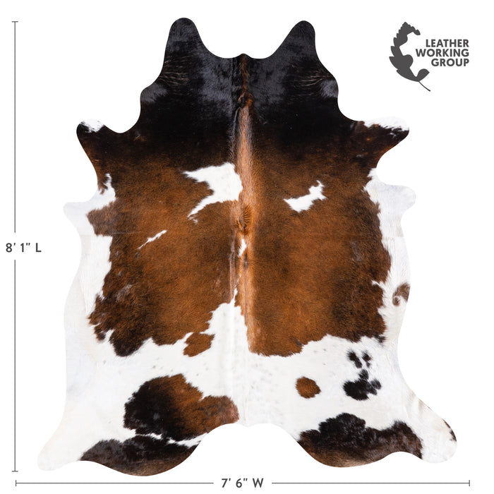 Brazilian Chocolate and White Cowhide Rug Size 8'1" L x 7'6" W 5735