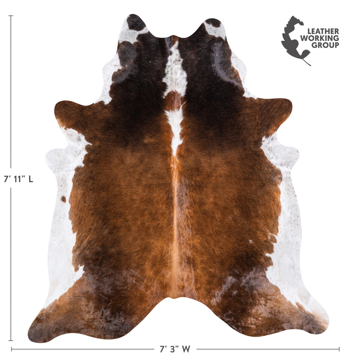 Brazilian Chocolate and White Cowhide Rug Size 7'11" L x 7'3" W 5736