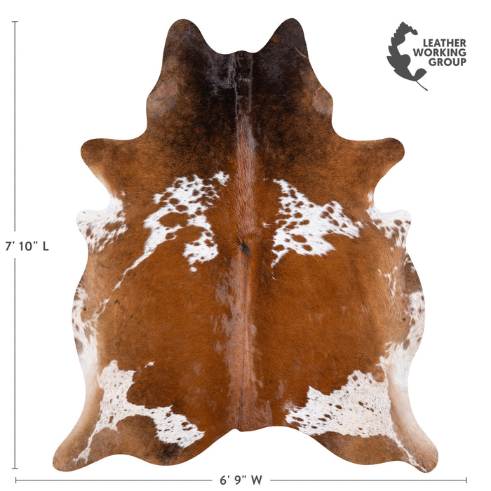 Brazilian Chocolate and White Cowhide Rug Size 7'10" L x 6'9" W 5745