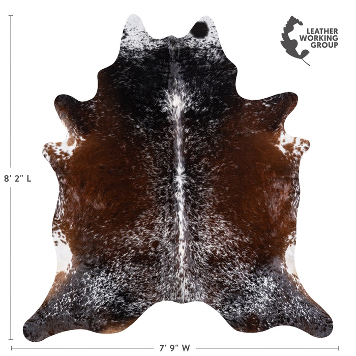 Brazilian Chocolate and White Cowhide Rug Size 8'2" L x 7'9" W 5747