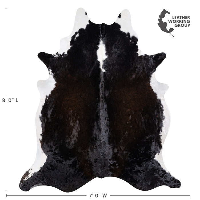 Brazilian Chocolate and White Cowhide Rug Size 8'0" L x 7'0" W 5750