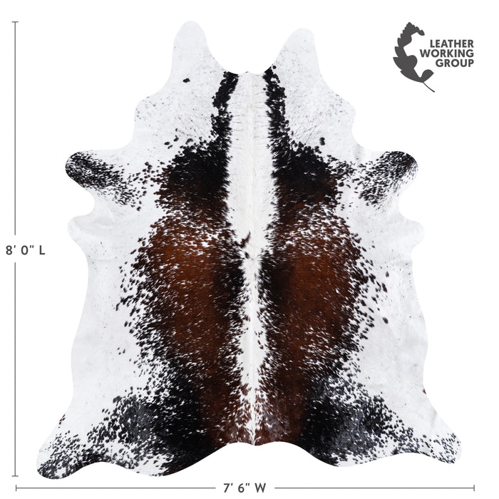 Brazilian Chocolate and White Cowhide Rug Size 8'0" L x 7'6" W 5751