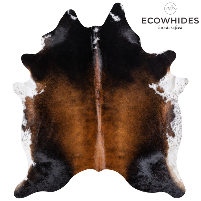 Brazilian Chocolate and White Cowhide Rug Size 8'3" L x 7'2" W 5757