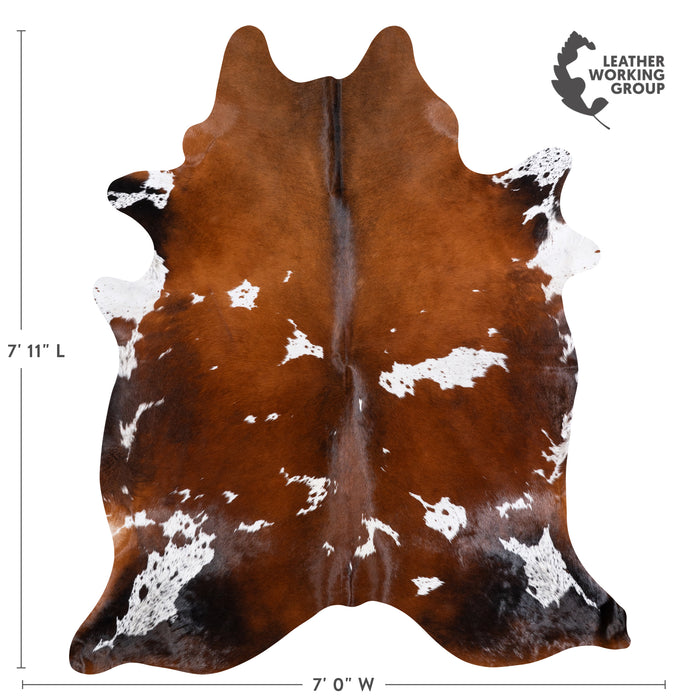 Brazilian Chocolate and White Cowhide Rug Size 7'11" L x 7'0" W 5758