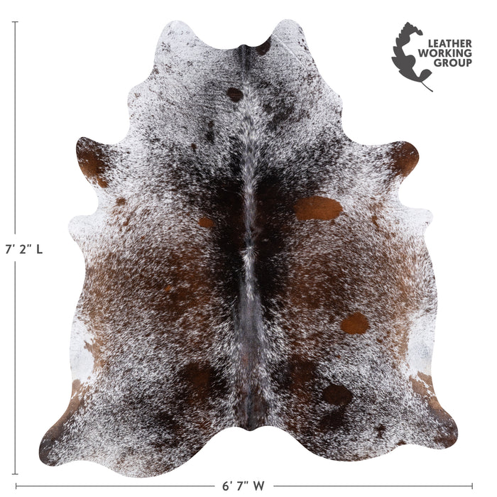 Brazilian Brown Salt and Pepper Cowhide Rug Size 7'2" L x 6'7" W 5775