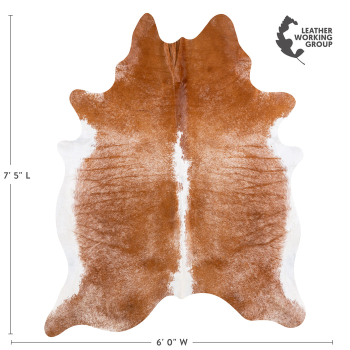 Brazilian Brown and White Cowhide Rug Size 7'5" L x 6'0" W 5784
