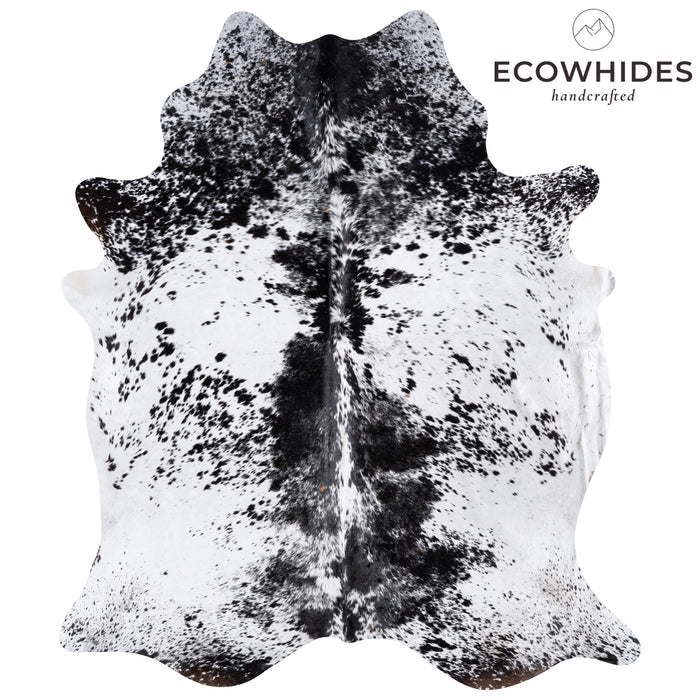 Brazilian Black Salt and Pepper Cowhide Rug Size 8'3" L x 7'0" W 5785