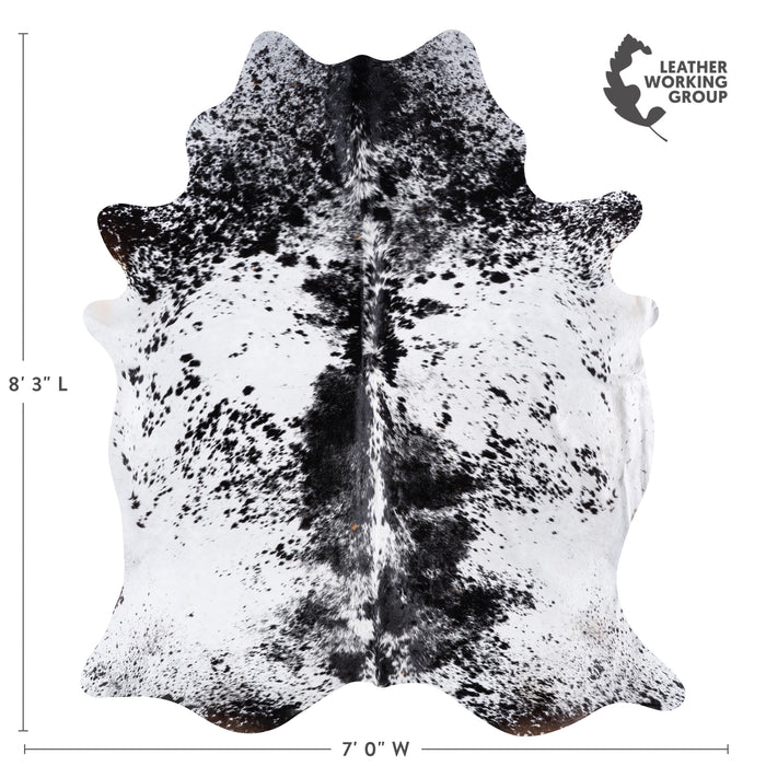 Brazilian Black Salt and Pepper Cowhide Rug Size 8'3" L x 7'0" W 5785