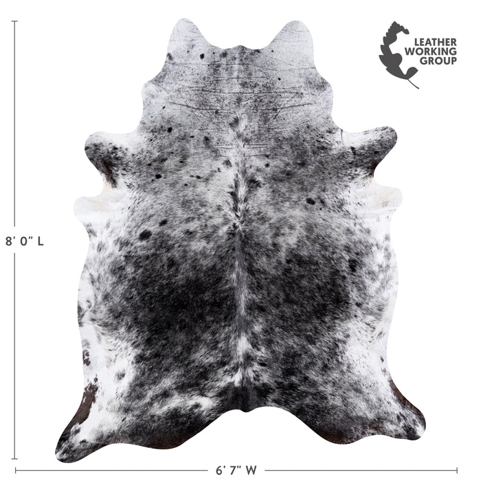 Brazilian Black Salt and Pepper Cowhide Rug Size 8'0" L x 6'7" W 5786