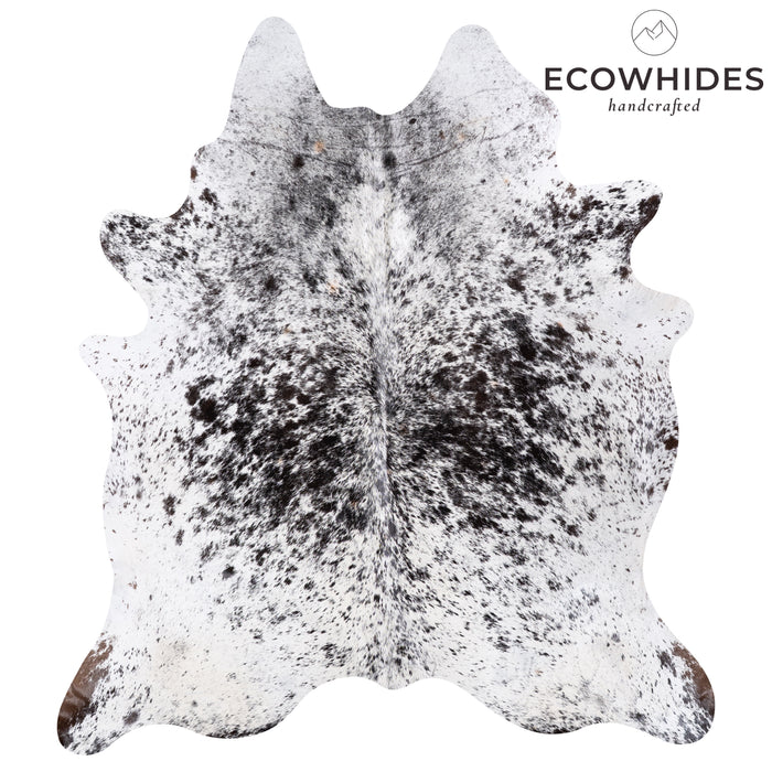 Brazilian Black Salt and Pepper Cowhide Rug Size 7'7" L x 6'9" W 5787