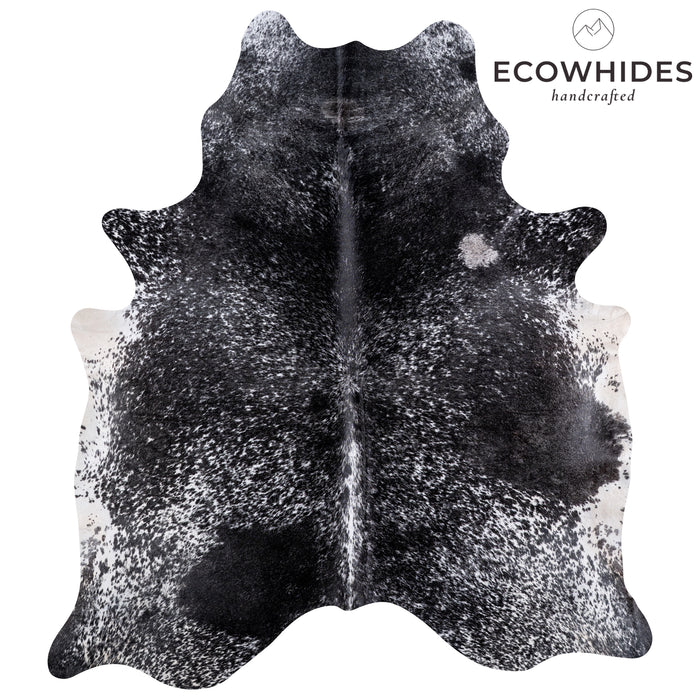 Brazilian Black Salt and Pepper Cowhide Rug Size 7'10" L x 6'11" W 5790