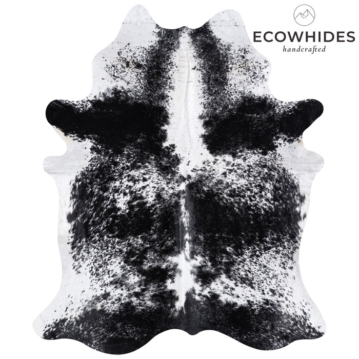 Brazilian Black Salt and Pepper Cowhide Rug Size 7'8" L x 6'5" W 5791