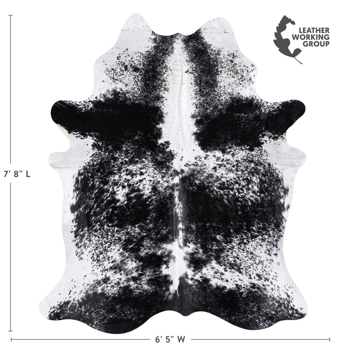 Brazilian Black Salt and Pepper Cowhide Rug Size 7'8" L x 6'5" W 5791