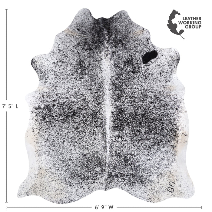 Brazilian Black Salt and Pepper Cowhide Rug Size 7'5" L x 6'9" W 5793