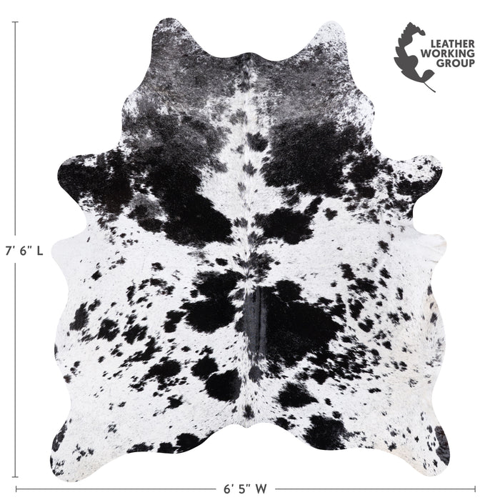 Brazilian Black Salt and Pepper Cowhide Rug Size 7'6" L x 6'5" W 5798