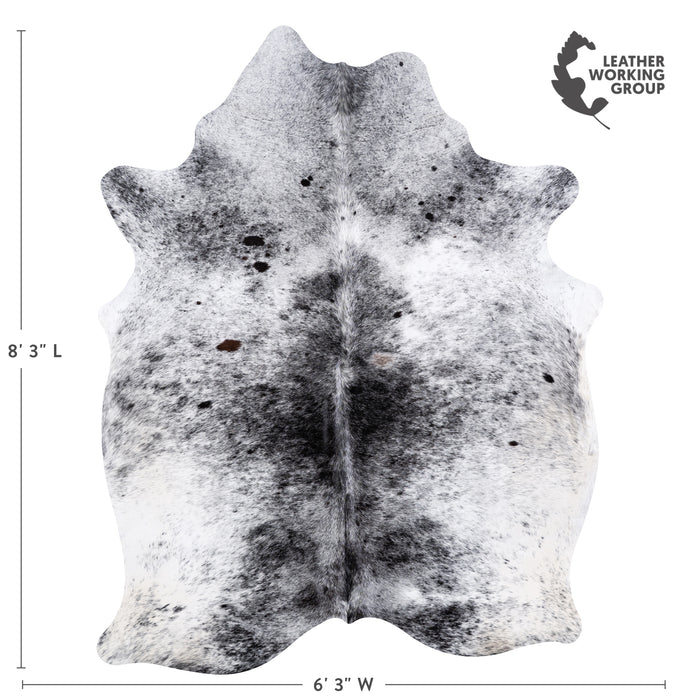 Brazilian Black Salt and Pepper Cowhide Rug Size 8'3" L x 6'3" W 5799